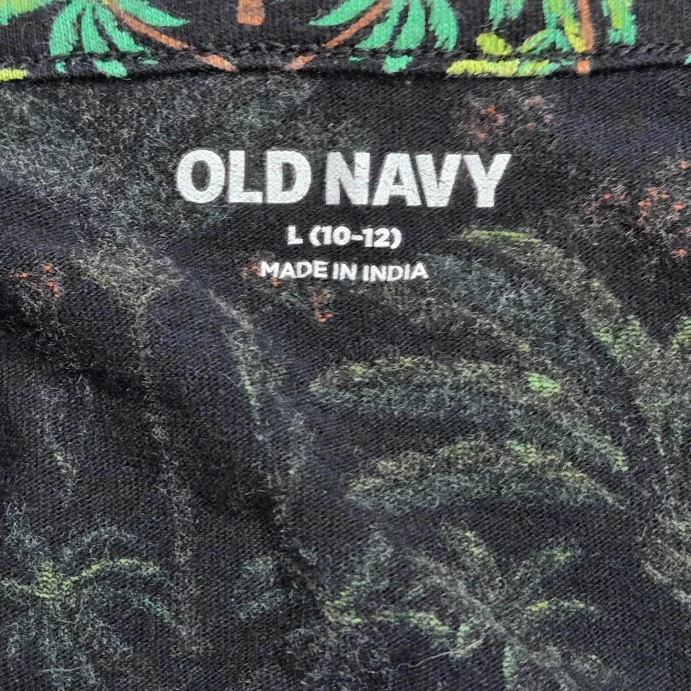 Old Navy‎ Girls Large Romper Black Green Palm Tree Tropical Cotton Sleeveless